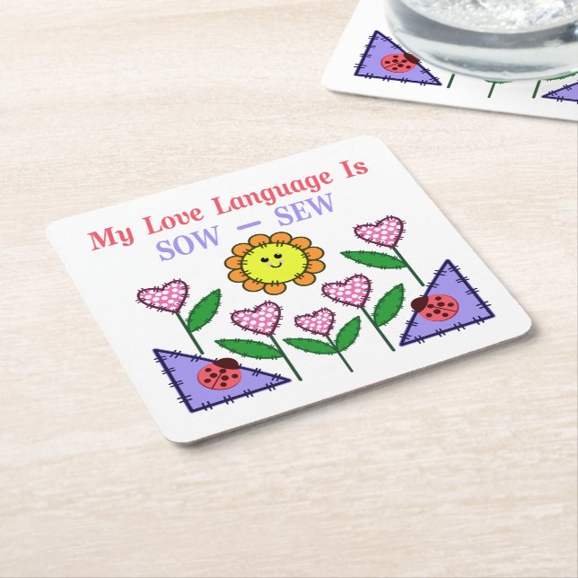Posavasos Cuadrado De Papel Mi Lenguaje De Amor Se Muestra - Sew (En perspectiva)