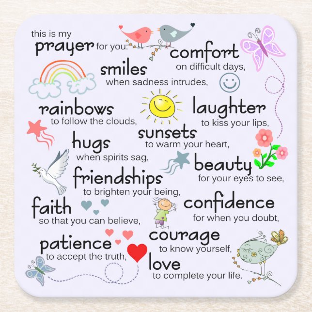 Posavasos Cuadrado De Papel Mi rezo para usted (Anverso)