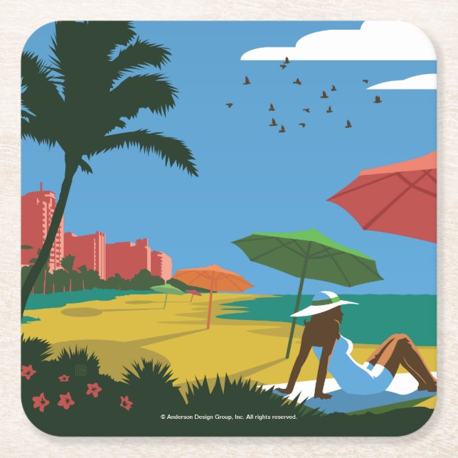 Posavasos Cuadrado De Papel Miami, FL (Anverso)