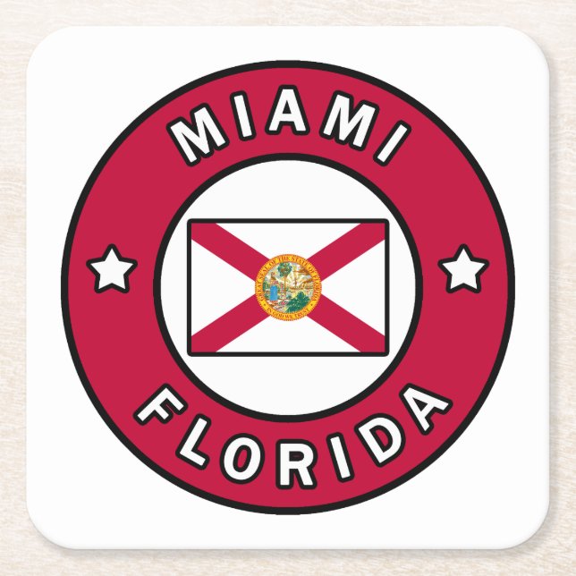 Posavasos Cuadrado De Papel Miami Florida (Anverso)