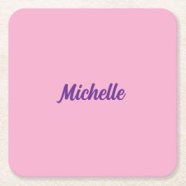 Posavasos Cuadrado De Papel Michelle Name Pink Paper Coaster Set