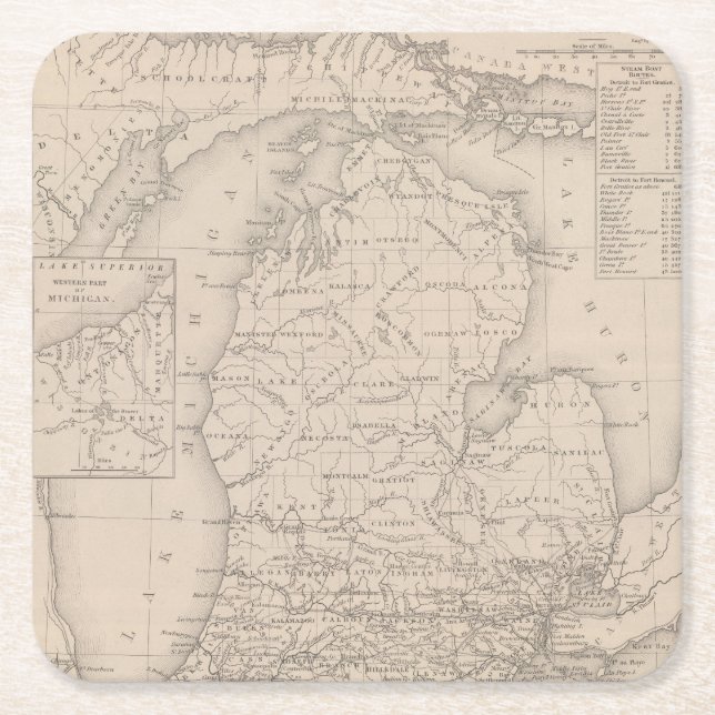 Posavasos Cuadrado De Papel Michigan 9 (Anverso)