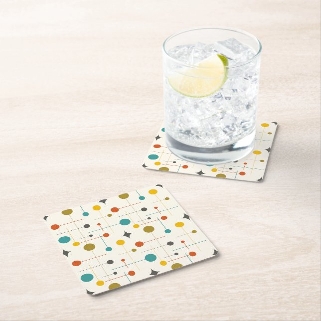 Posavasos Cuadrado De Papel Mid Century (In situ)