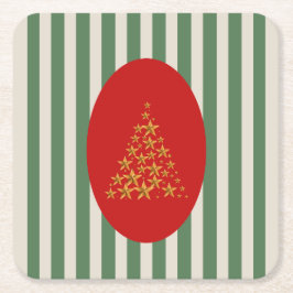 Posavasos Cuadrado De Papel Mid century christmas tree with Golden star