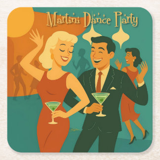Posavasos Cuadrado De Papel Mid Century Martini Dance Party