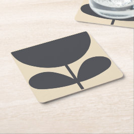 Posavasos Cuadrado De Papel Mid‑century modern- Retro Scandinavian Flowers