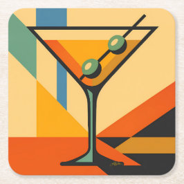 Posavasos Cuadrado De Papel Mid Century Modern Sunrise Bauhaus Martini
