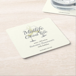 Posavasos Cuadrado De Papel Midlife Good Life Elegant Wine Glass 50th Birthday