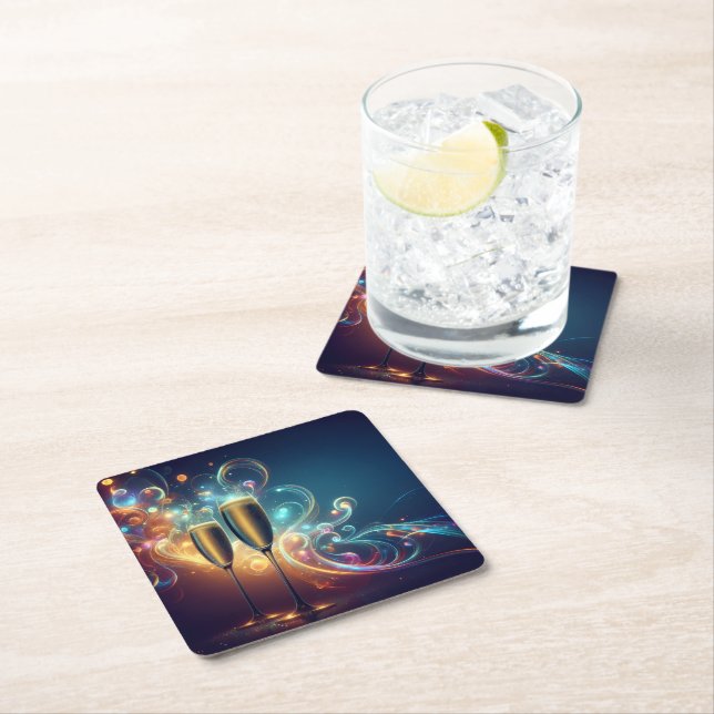 Posavasos Cuadrado De Papel Midnight Toast Coasters  (In situ)