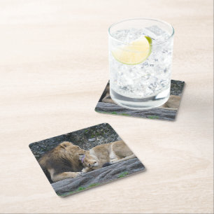 Posavasos Cuadrado De Papel Mighty Lion Love