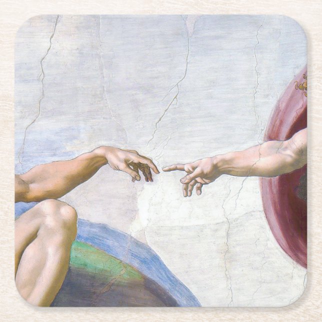 Posavasos Cuadrado De Papel Miguel Ángel - Creación de Adam aislado (Anverso)