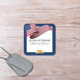 Posavasos Cuadrado De Papel Military Retirement Flag Gold Crest