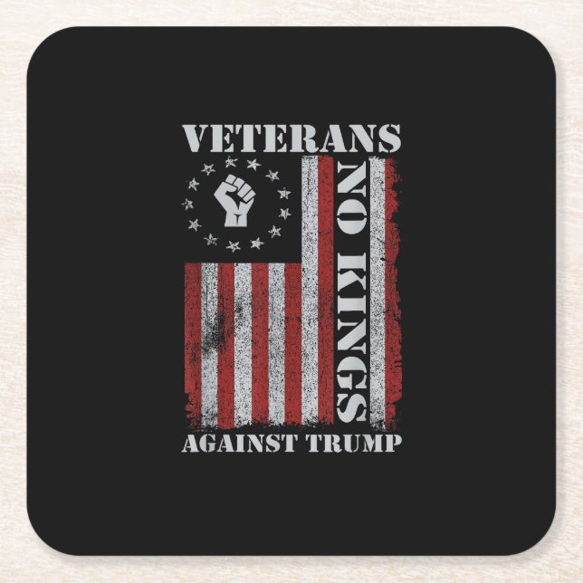 Posavasos Cuadrado De Papel Military Veterans Protest Flag Patriotic Freedom (Anverso)