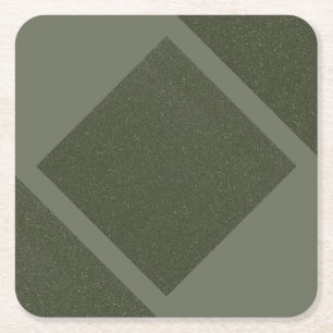 Posavasos Cuadrado De Papel Mimbre Verde Musgo Geométrico Personalizado - Posa