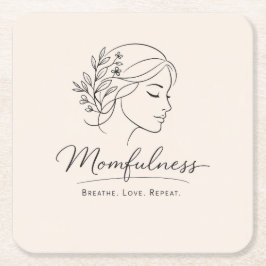 Posavasos Cuadrado De Papel Mindful Mom Floral Line Art