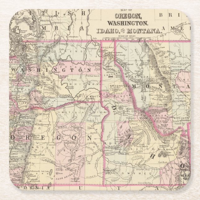 Posavasos Cuadrado De Papel Mineral, lavado, Ida, Mont (Anverso)