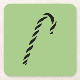 Posavasos Cuadrado De Papel Minimalist Black Christmas Candy cane