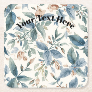 Posavasos Cuadrado De Papel Minimalist Botanical Harmony – Soft Green & Beige 