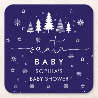 Posavasos Cuadrado De Papel Minimalist Christmas Baby Shower