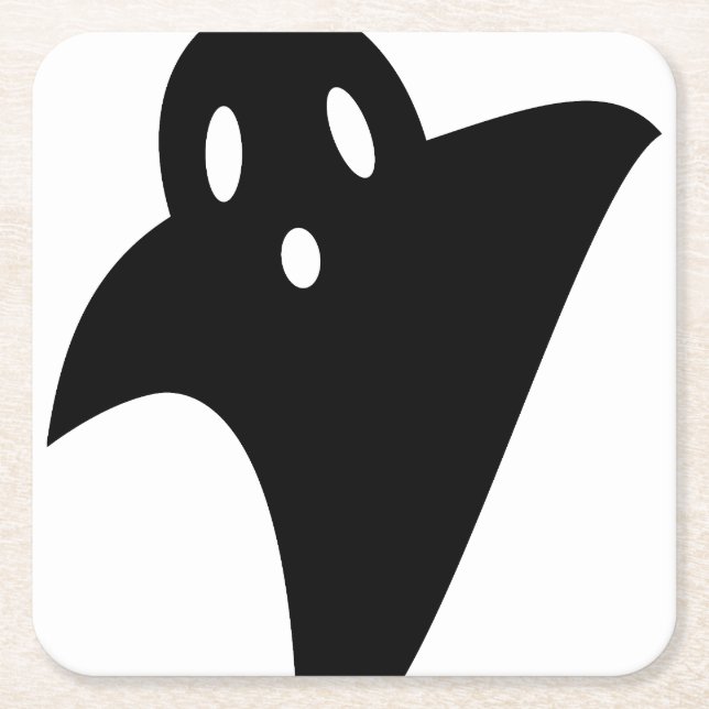 Posavasos Cuadrado De Papel Minimalist cute ghost  (Anverso)