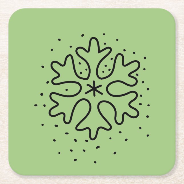 Posavasos Cuadrado De Papel Minimalist handdrawn snowflake (Anverso)