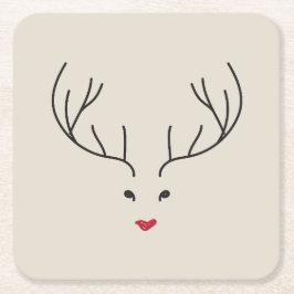 Posavasos Cuadrado De Papel minimalist reindeer face
