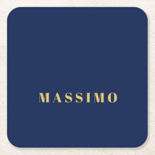 Posavasos Cuadrado De Papel Minimalista moderno azul oro profesional tendencia