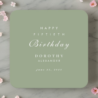 Posavasos Cuadrado De Papel Minimalista moderno CUALQUIER hito Adulto Cumpleañ