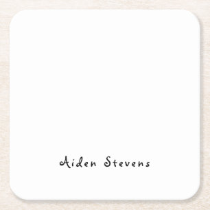 Posavasos Cuadrado De Papel Minimalista sencillo y elegante en blanco y negro
