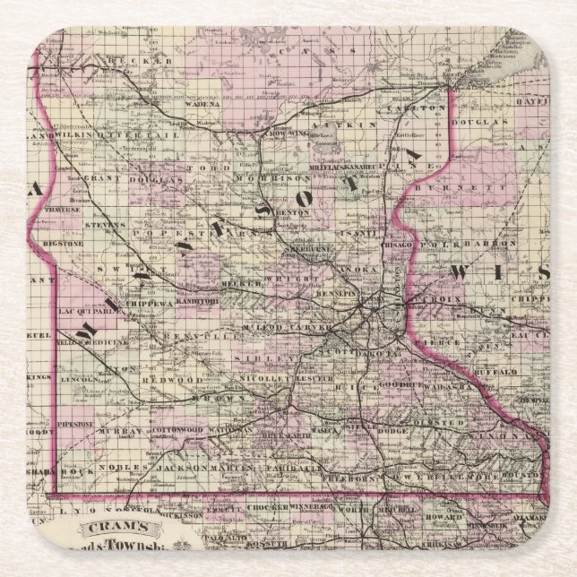 Posavasos Cuadrado De Papel Minnesota 9 (Anverso)