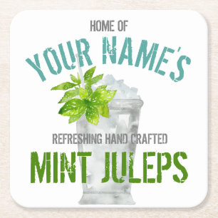 Posavasos Cuadrado De Papel Mint Julep Personalizado