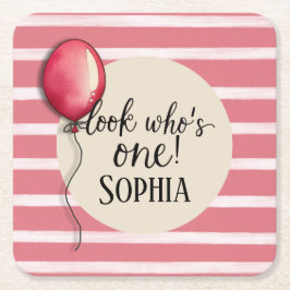 Posavasos Cuadrado De Papel Mira quién es un cumpleaños