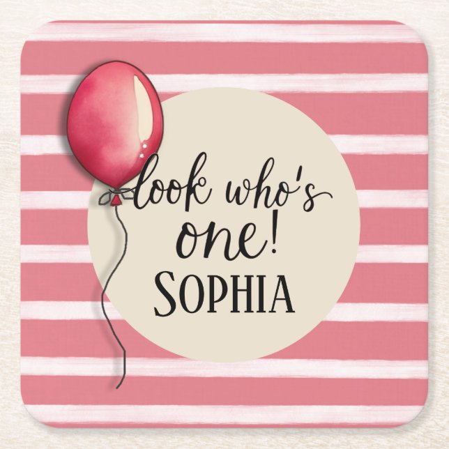 Posavasos Cuadrado De Papel Mira quién es un cumpleaños (Anverso)