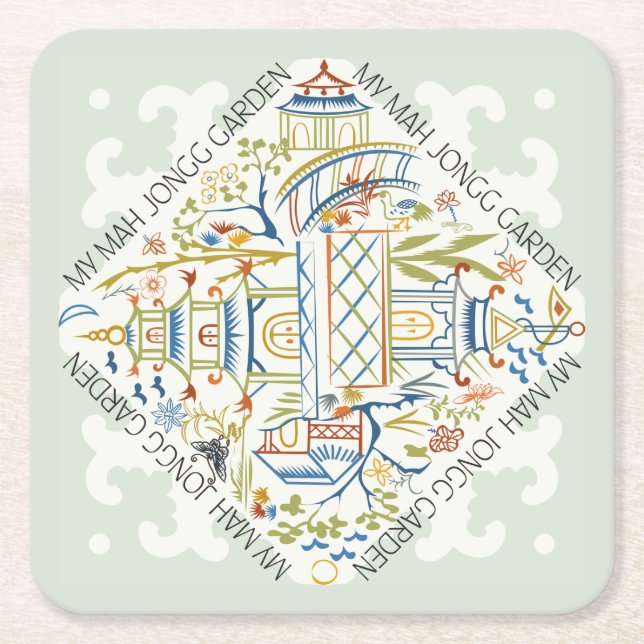 Posavasos Cuadrado De Papel Mis Jongg Jong Garden (Anverso)