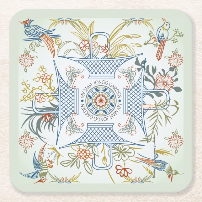 Posavasos Cuadrado De Papel Mis Jongg Jong Garden (Anverso)