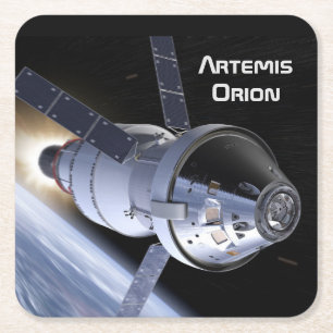 Posavasos Cuadrado De Papel Misión Moon de Artemis Orion SLS