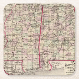 Posavasos Cuadrado De Papel Mississippi y Alabama