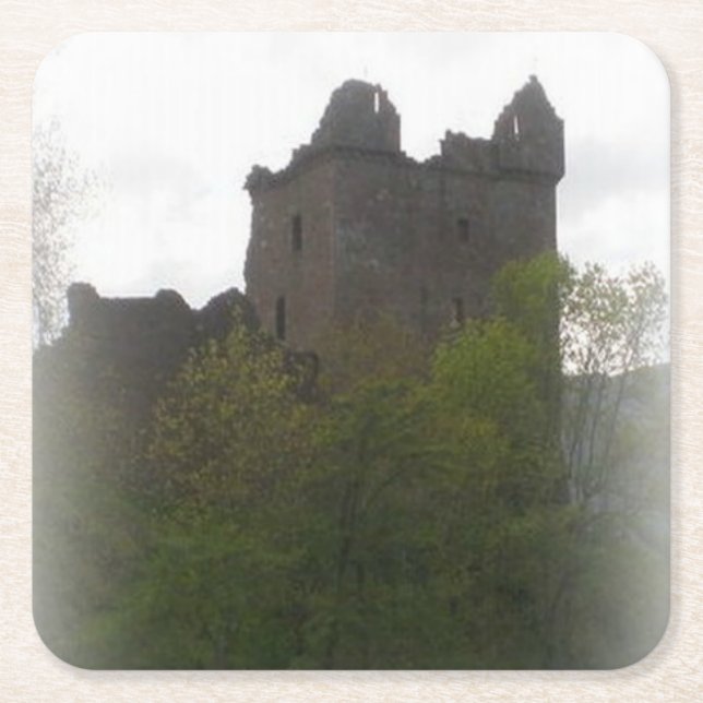 Posavasos Cuadrado De Papel Misty Castle Coaster (Anverso)