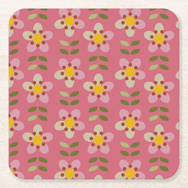 Posavasos Cuadrado De Papel MISTY CHARM - Coasters de Papel Floral Moderno (Anverso)
