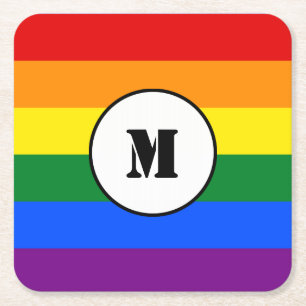 Posavasos Cuadrado De Papel Mochila Drawstring de bandera LGBT