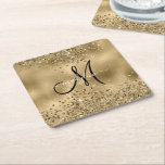 Posavasos Cuadrado De Papel Moda Black Gold Purpurinas Monograma Nombre<br><div class="desc">Moda Black Gold Purpurinas Monograma Nombre</div>