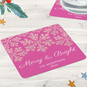 Posavasos Cuadrado De Papel Moda de Bling de Berry con copas de nieve Elegante