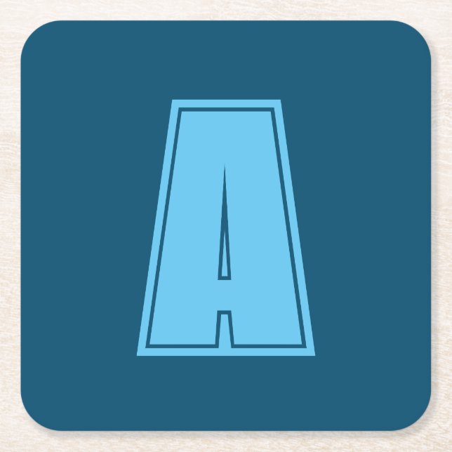 Posavasos Cuadrado De Papel Moda de caligrafía inicial de monograma Ocean & Sk (Anverso)