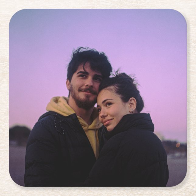 Posavasos Cuadrado De Papel Moda Foto simple personalizada (Anverso)