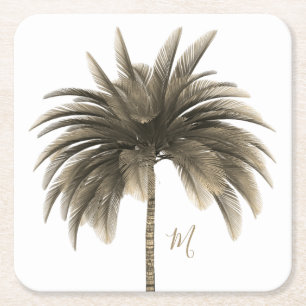Posavasos Cuadrado De Papel Moda Retro Elegante De Árbol De Palma