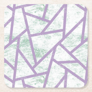 Posavasos Cuadrado De Papel Modalidades de mosaico verde claro y lavanda