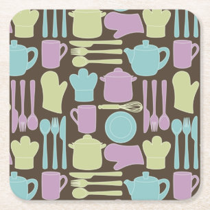 Posavasos Cuadrado De Papel Modelo 2 de los utensilios de la cocina