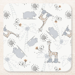 Posavasos Cuadrado De Papel modelo 2 del doodle