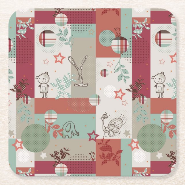 Posavasos Cuadrado De Papel Modelo 2 del edredón del bebé (Anverso)