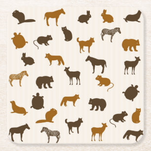 Posavasos Cuadrado De Papel Modelo animal 1